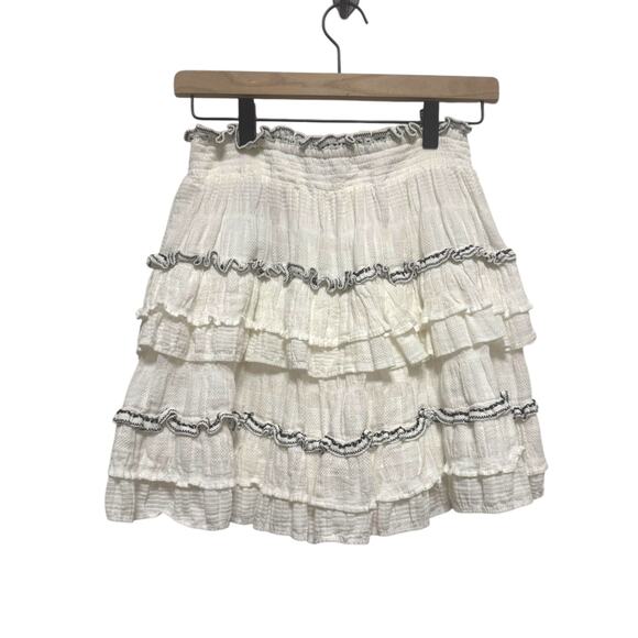 Scotch & Soda Ruffled Cotton-Blend Skirt White Size Small - Picture 4 of 6